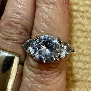 4ct Moissanite Ice Blue Engagement Ring 3 Stones 925 Sterling Silver Rhodium
